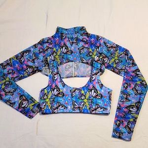 Butterfly Rave crop top and sleeves freedom rave wear